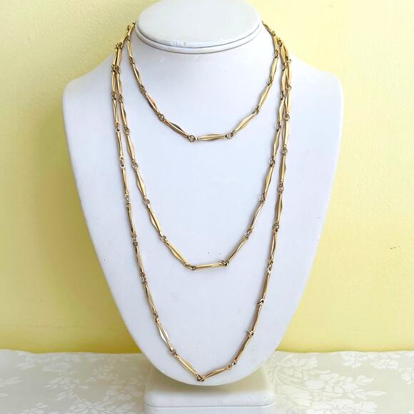 Vintage Gold Tone 58" CROWN TRIFARI Link Chain Necklace w/ Spring Closure - Picture 5 of 9